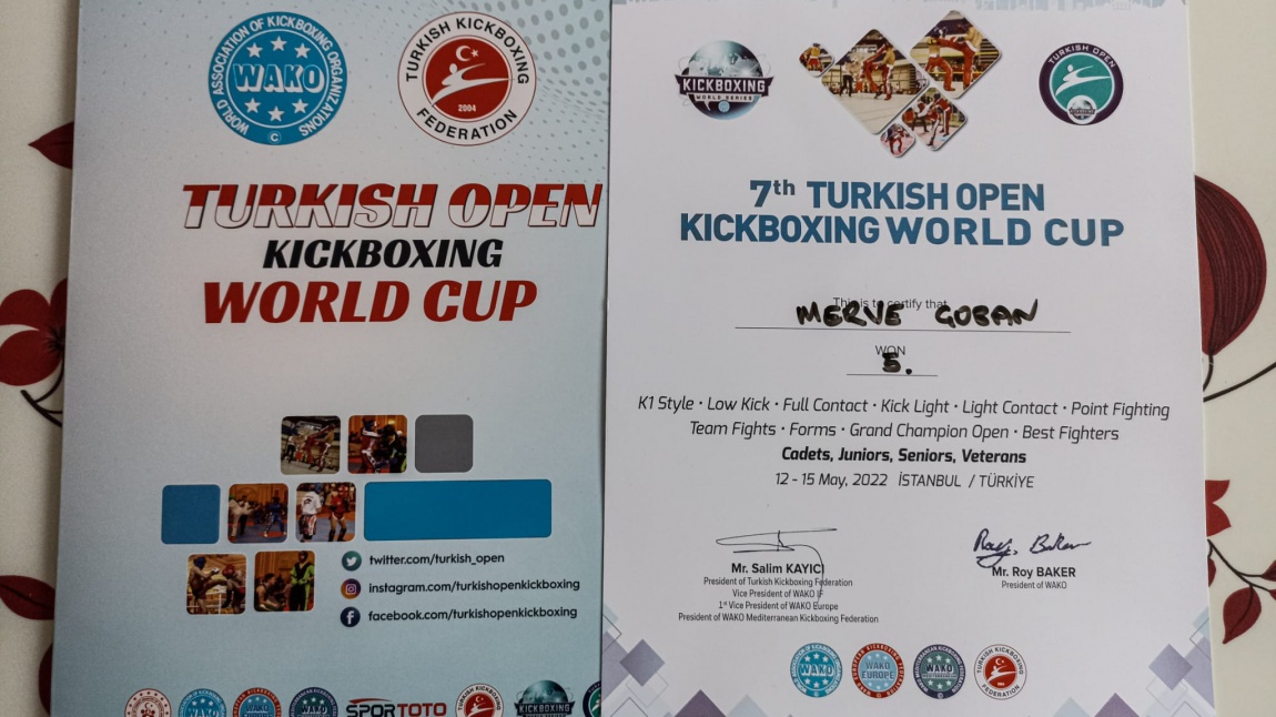 Öğrencimiz Merve ÇOBAN'dan Türkiye Açık Kickbox Dünya Şampiyonası'nda beşincilik